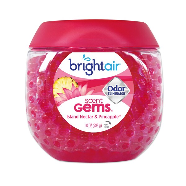 Bright Air Scent Gems Odor Eliminator, Island Nectar/Pineapple, Pink, 10oz, PK6 BRI 900229